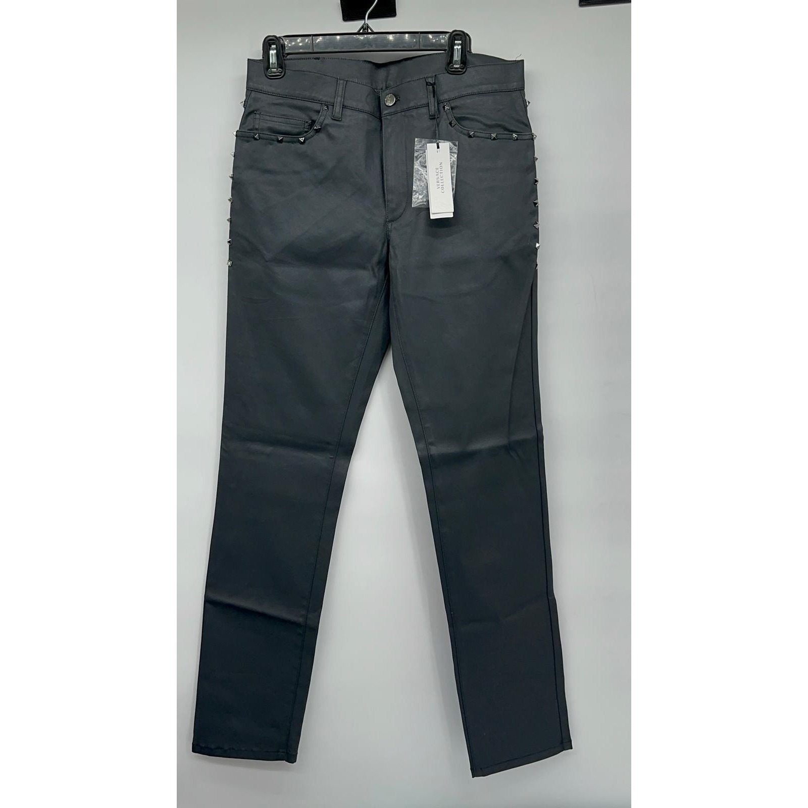 Versace Collection Men Slim Studded Gray Jeans 33x34made In Italy $1125
